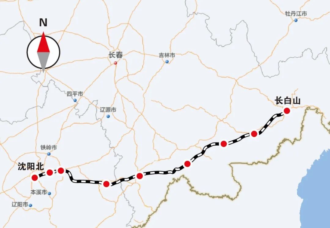 沈白高鐵線路圖。