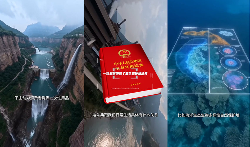 《生态环境法典》AI一镜到底的普法短视频截图。（受访者提供）