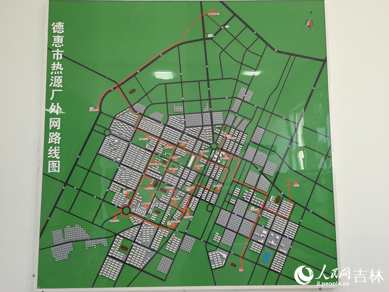 德惠市热源厂外网路线图。人民网记者 马俊华摄