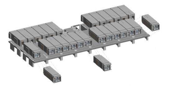 福城南产业片区12—16宗地项目宿舍楼标准层模块BIM模型展示图